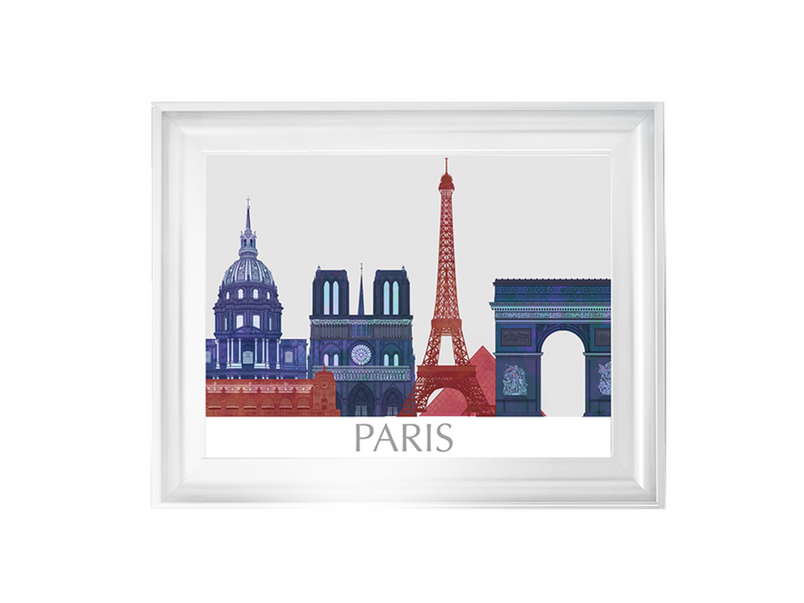 Paris Landmarks , Red Blue