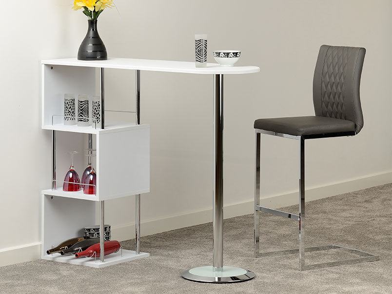 Cameo Home Bar Table in White Chrome Cameo Home Bar Table in White Chrome