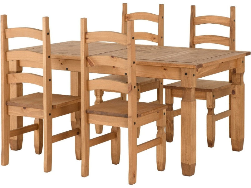 Corona Extending Dining Set with 4 Chairs Distressed Waxed Pine