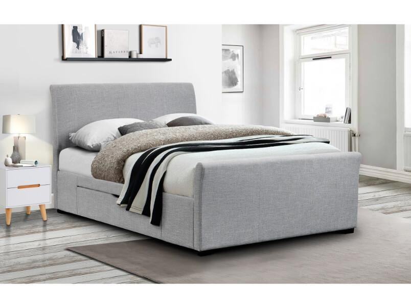 Capri Bed with 2 Underbed Storage Drawers Light Grey