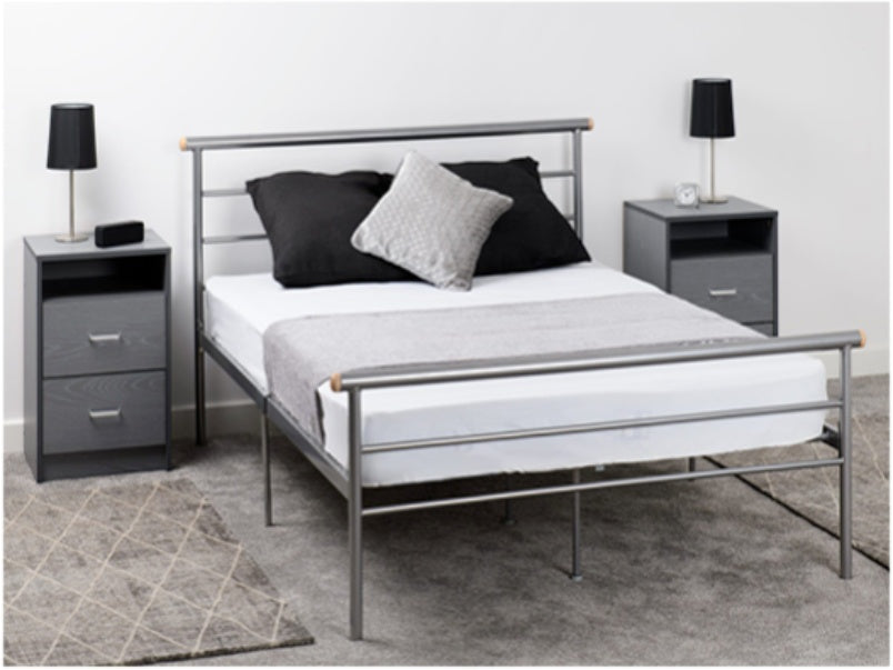 Felix 2 Drawer Bedside Grey Felix 2 Drawer Bedside Grey