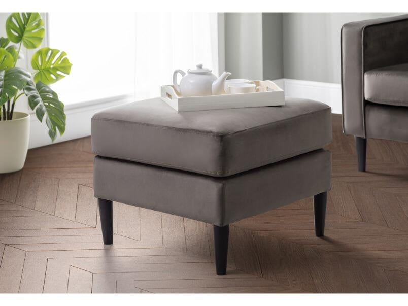 Hadley Ottoman Grey Velvet