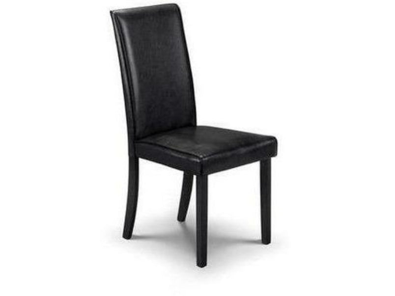 Hudson Dining Chair Black Faux Leather with Black Lacquered Legs (Pack of 2)