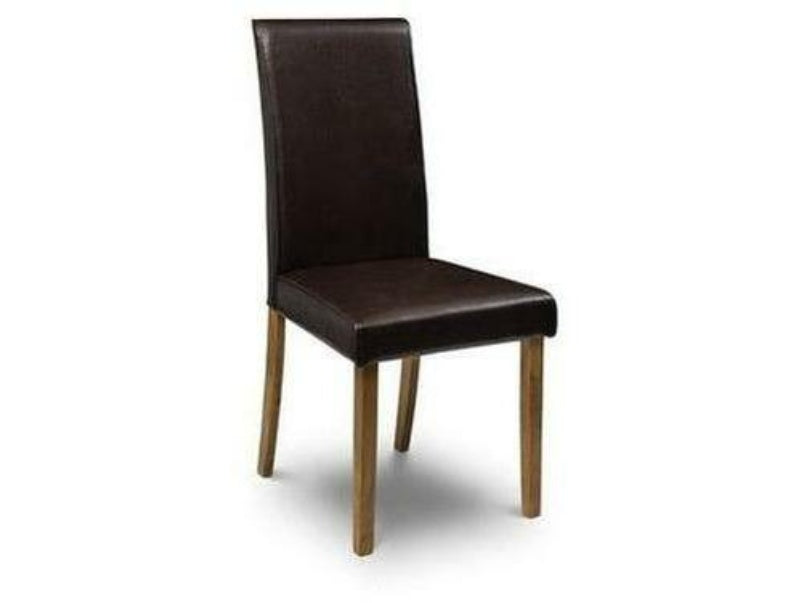 Hudson Dining Chair Brown Faux Leather with Oak Finish Legs (Pack of 2)