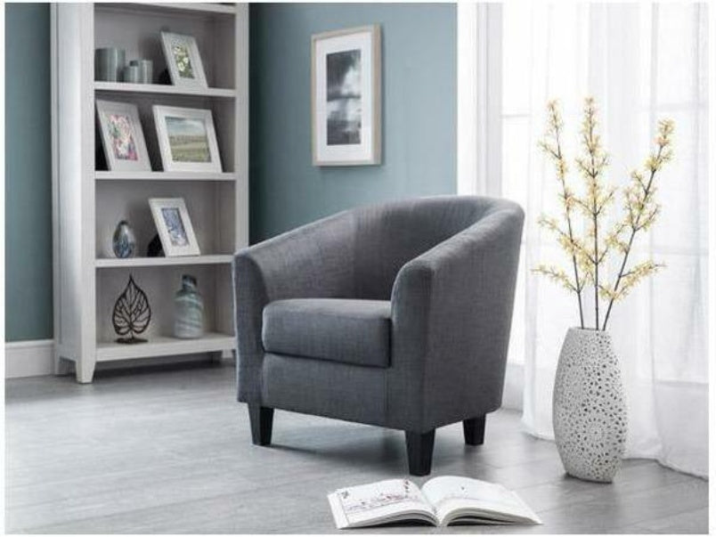 Hugo Tub Chair Slate Grey Linen Fabric Hugo Tub Chair Slate Grey Linen Fabric