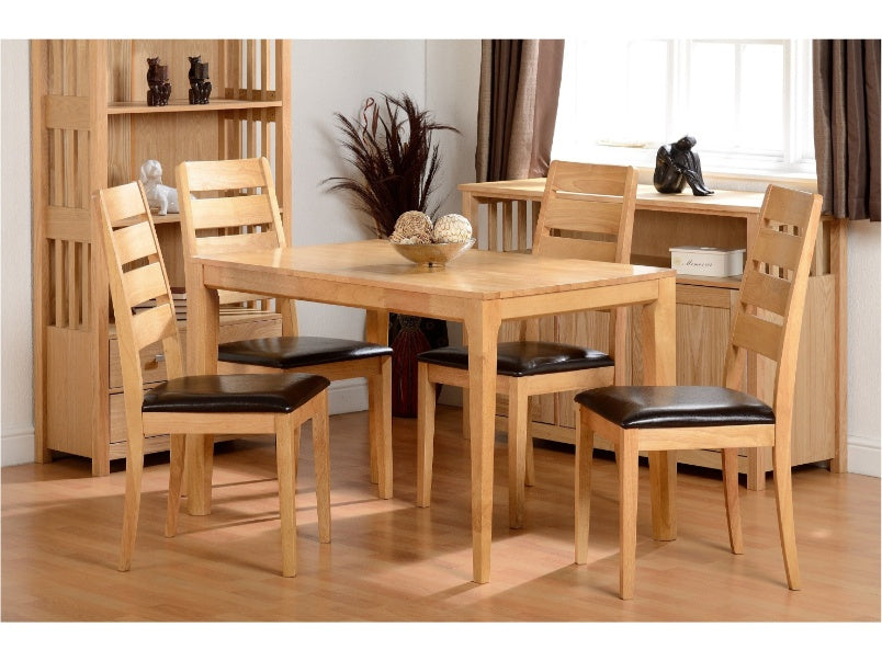 Logan Small Dining Set Oak Varnish/Brown Faux Leather