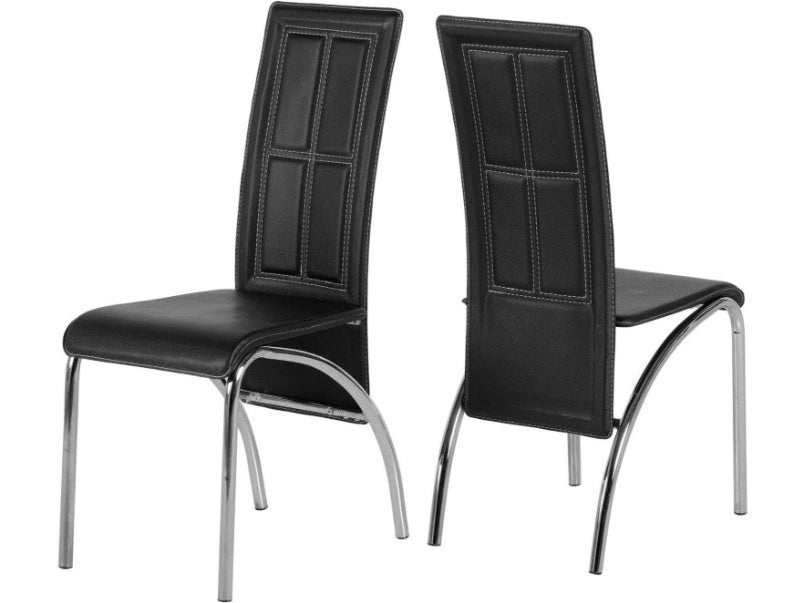A3 Black Faux Leather/Chrome Dining Chair (Set of 2)