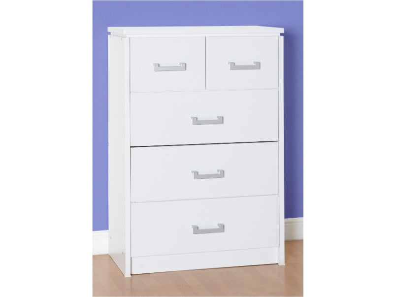 Charles 3+2 Drawer Chest White Charles 3+2 Drawer Chest White