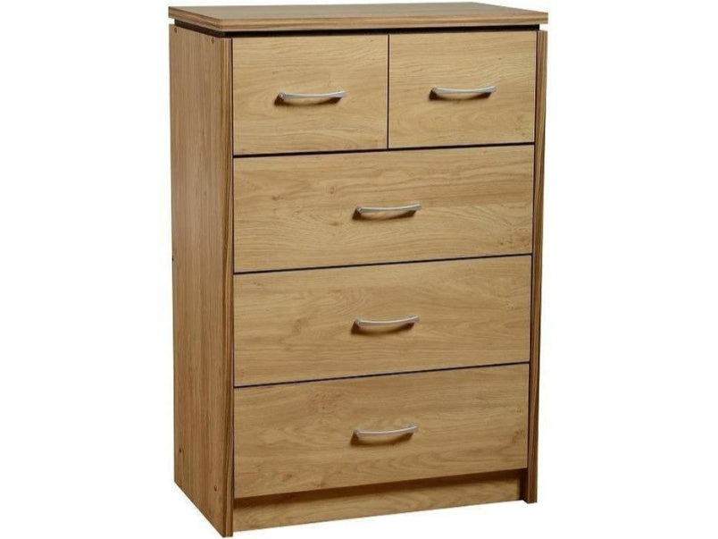 Charles 3+2 Drawer Chest Oak Effect Veneer Charles 3+2 Drawer Chest Oak Effect Veneer