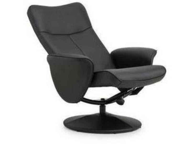 Lugano Swivel & Recline Chair Black Faux Leather