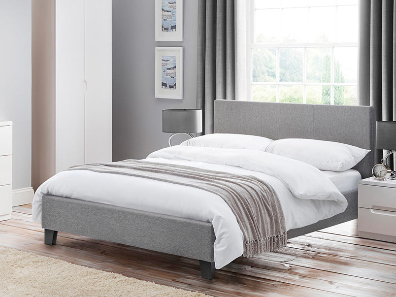 Renata Fabric Bed Light Grey Linen