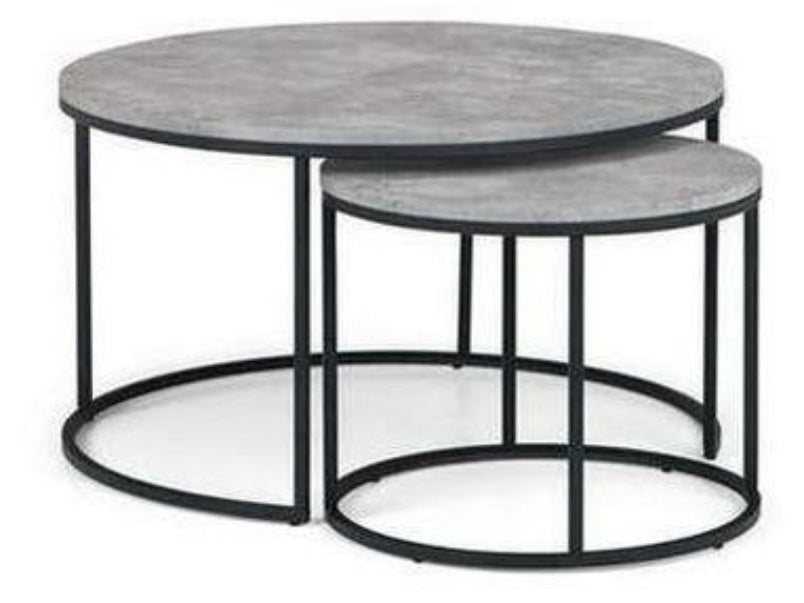 Sienna Concrete Black Nesting Round Coffee Tables