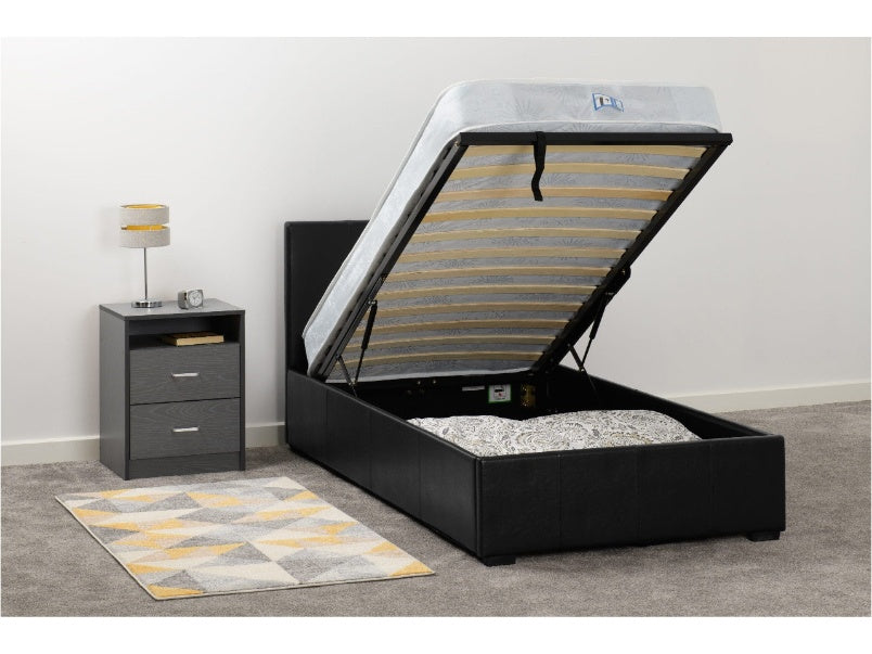 Waverley 3ft Storage Bed Black Faux Leather