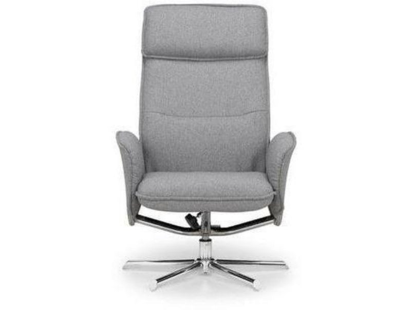 Aria Recline Chair With Chrome Base Grey Linen