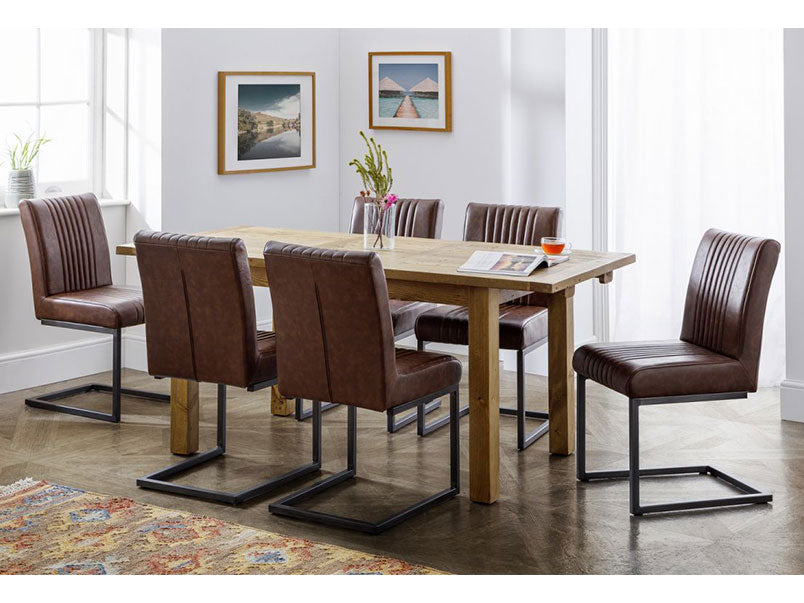 Berkeley Dining Chair Brown Faux Leather & Square Gunmetal (Pack of 2)
