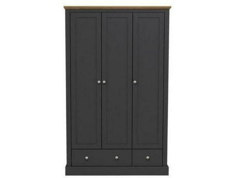Devon 3 Door 2 Drawer Wardrobe Charcoal Devon 3 Door 2 Drawer Wardrobe Charcoal