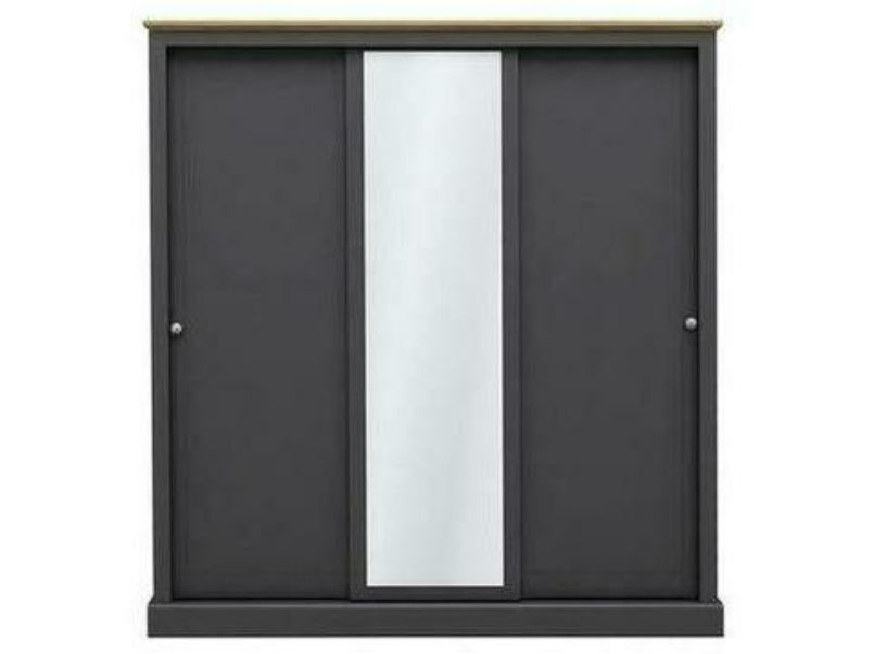 Devon 3 Door Sliding Wardrobe Charcoal Devon 3 Door Sliding Wardrobe Charcoal
