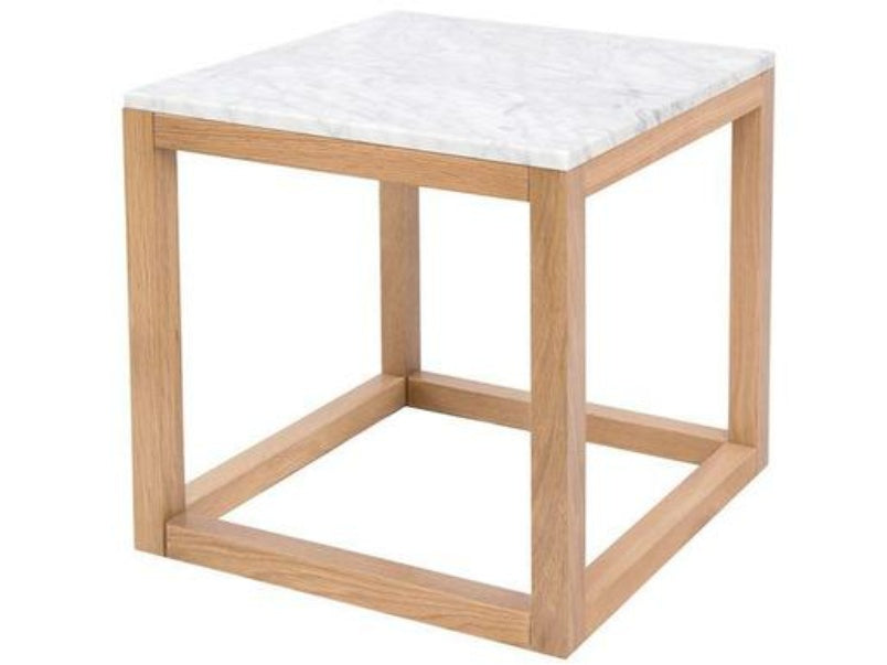 Harlow End Table Oak-White Marble Top Harlow End Table Oak-White Marble Top