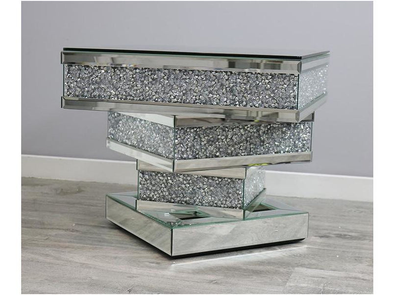 Mocka Silver Glass Infinity End Table