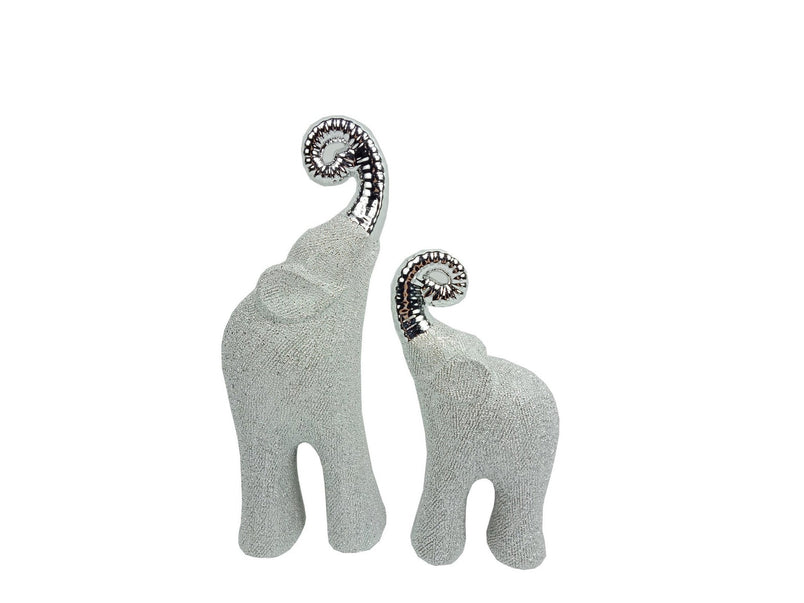 Chrome Ceramic Elephant Set