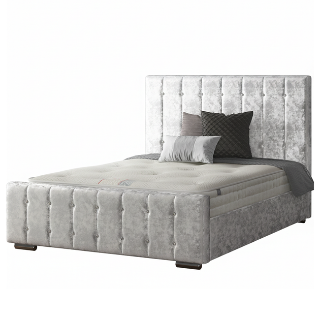 Anastasia Striped Bed Frame with Diamonds in Crushed Velvet