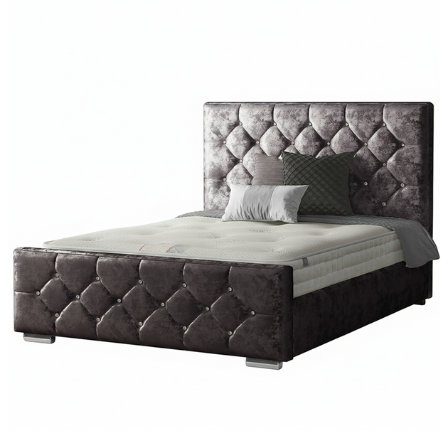 Belle Chesterfield Bed Frame with Diamonds in Crushed Velvet