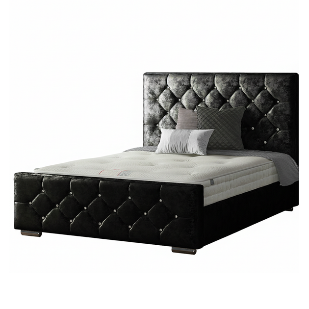 Belle Chesterfield Bed Frame with Diamonds in Crushed Velvet