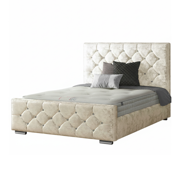 Belle Chesterfield Bed Frame with Diamonds in Crushed Velvet