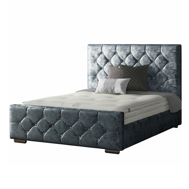Belle Chesterfield Bed Frame with Diamonds in Crushed Velvet