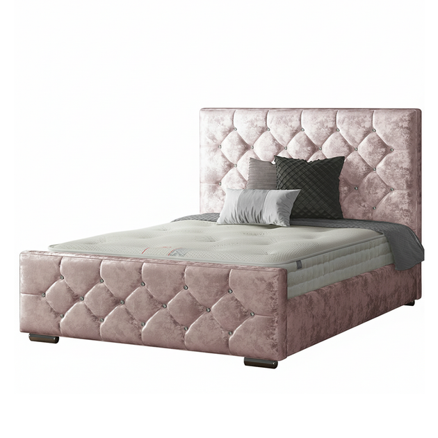 Belle Chesterfield Bed Frame with Diamonds in Crushed Velvet