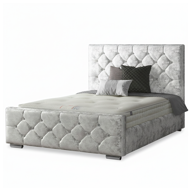 Belle Chesterfield Bed Frame with Diamonds in Crushed Velvet