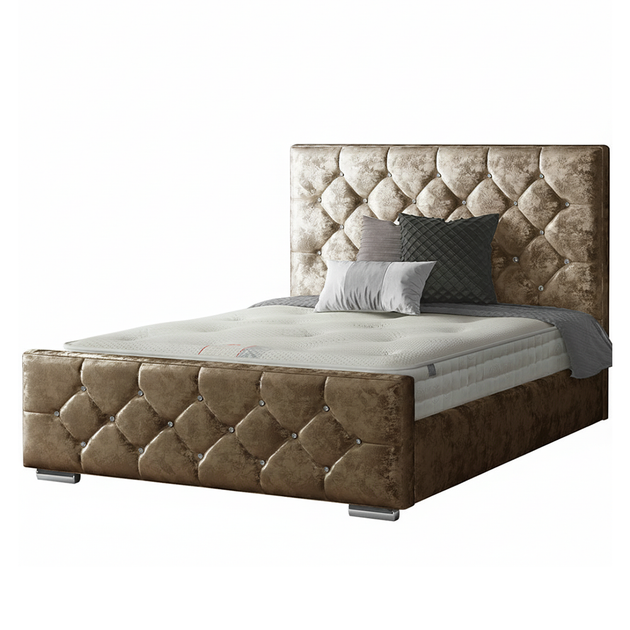 Belle Chesterfield Bed Frame with Diamonds in Crushed Velvet