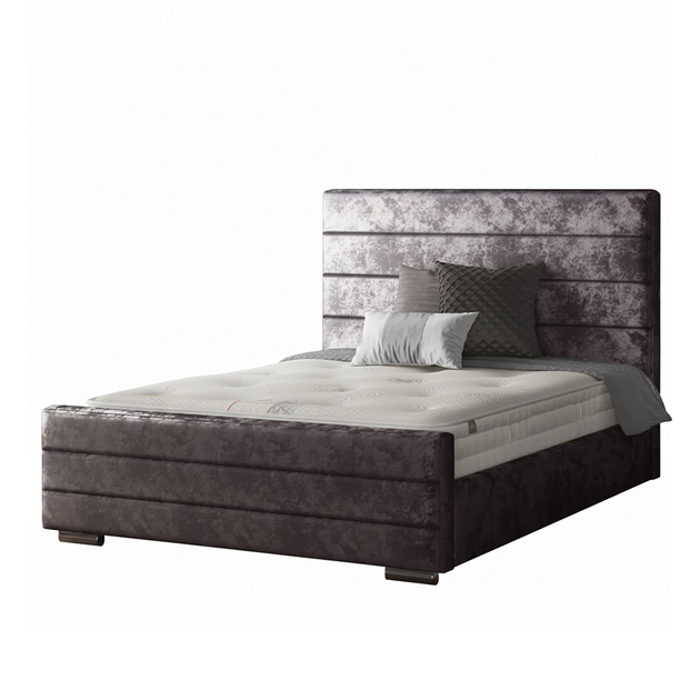 Kiara Striped Bed Frame in Crushed Velvet Fabric