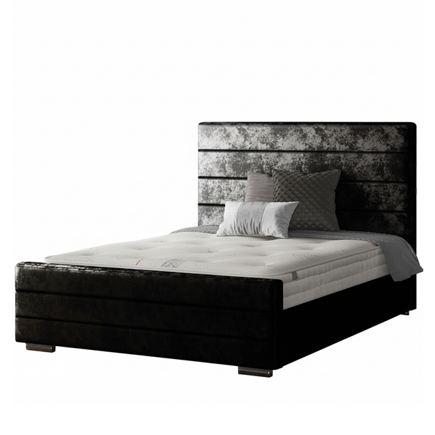 Kiara Striped Bed Frame in Crushed Velvet Fabric