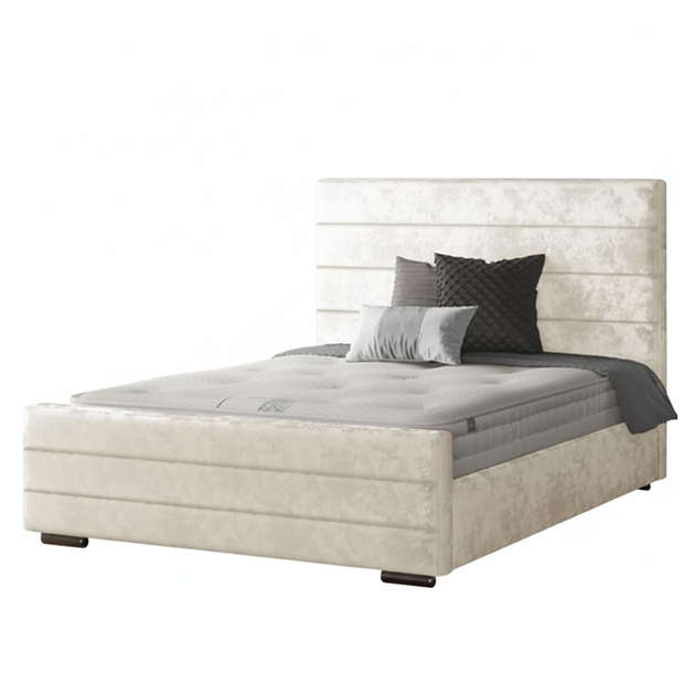 Kiara Striped Bed Frame in Crushed Velvet Fabric