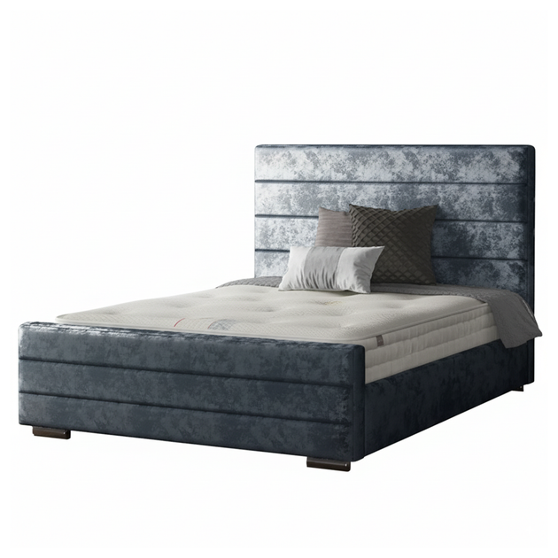 Kiara Striped Bed Frame in Crushed Velvet Fabric