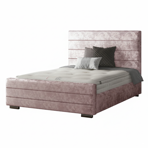 Kiara Striped Bed Frame in Crushed Velvet Fabric