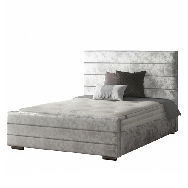 Kiara Striped Bed Frame in Crushed Velvet Fabric