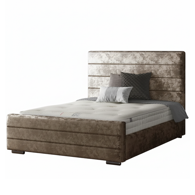 Kiara Striped Bed Frame in Crushed Velvet Fabric