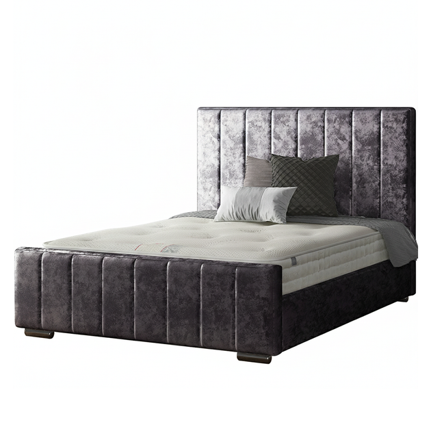 Nala Striped Bed Frame in Crushed Velvet