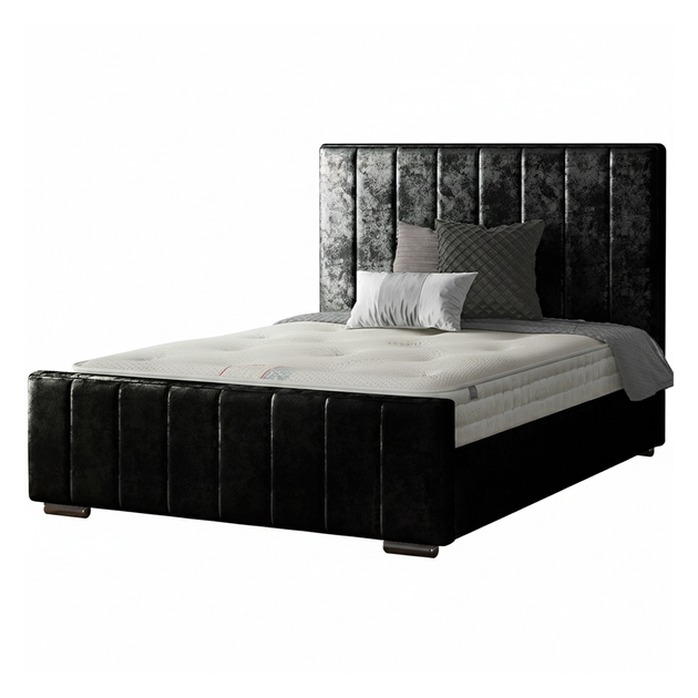 Nala Striped Bed Frame in Crushed Velvet