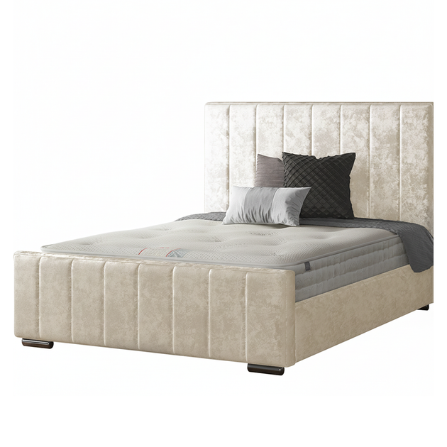 Nala Striped Bed Frame in Crushed Velvet