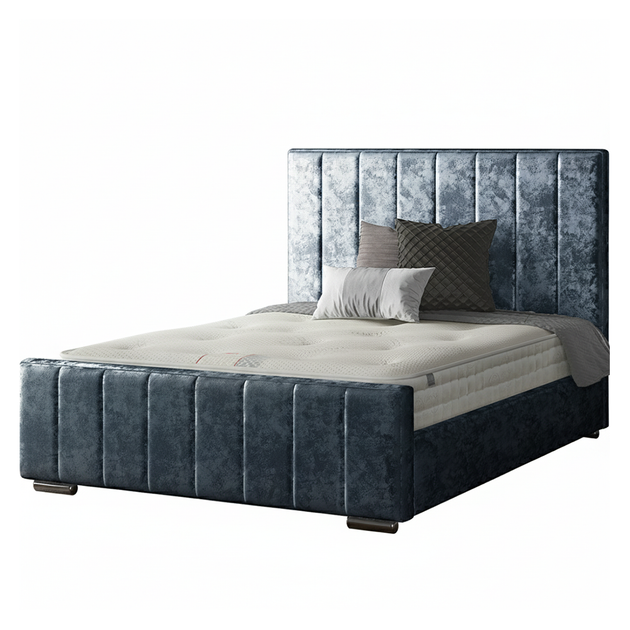 Nala Striped Bed Frame in Crushed Velvet