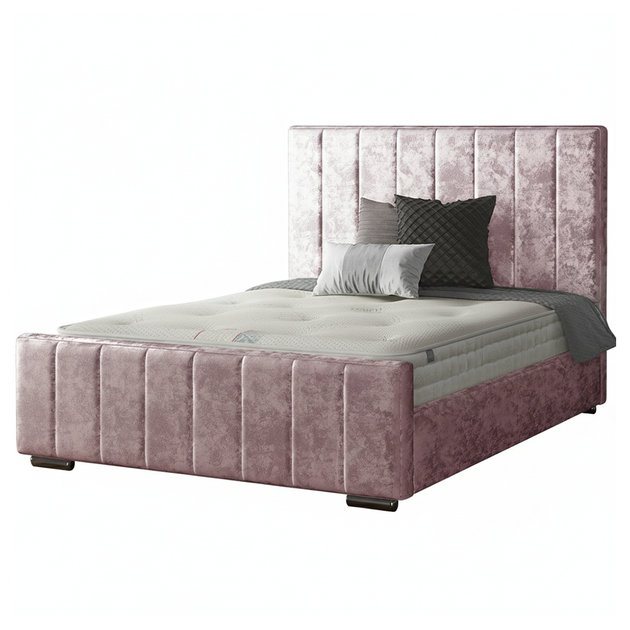 Nala Striped Bed Frame in Crushed Velvet