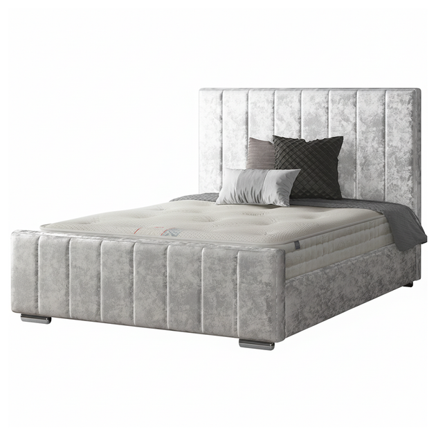 Nala Striped Bed Frame in Crushed Velvet