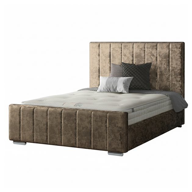 Nala Striped Bed Frame in Crushed Velvet