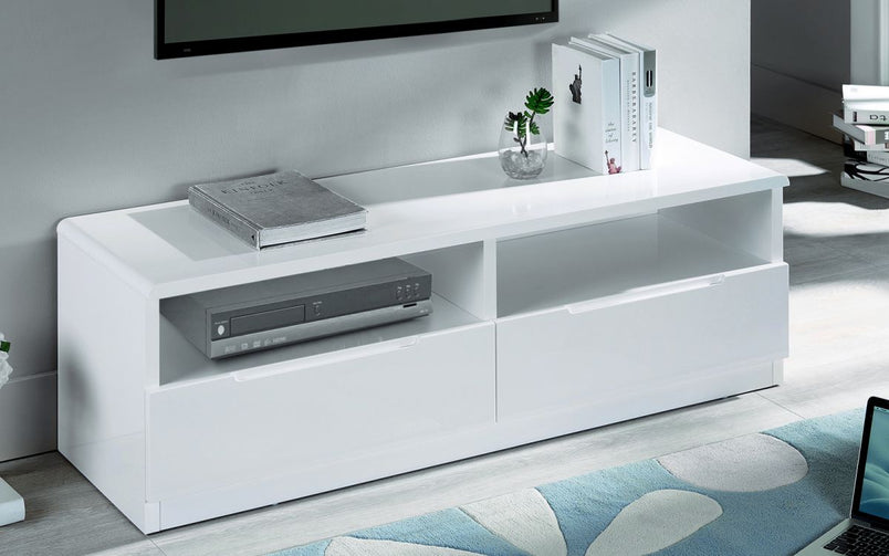 Madrid High Gloss White 2 Drawer Media Unit