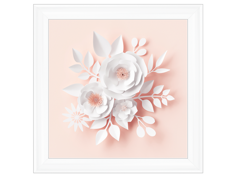 3D Rendering White Paper Flowers