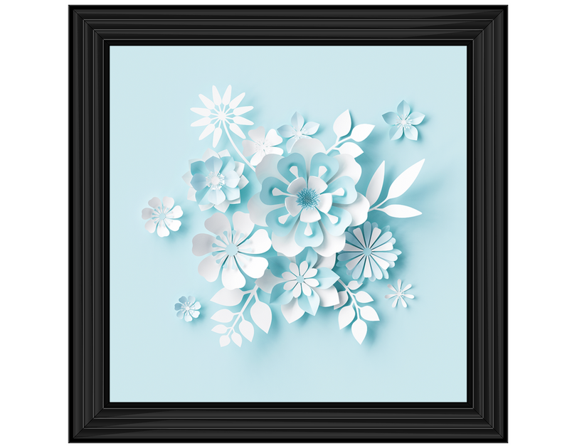 3D White Paper Flowers on Blue Background