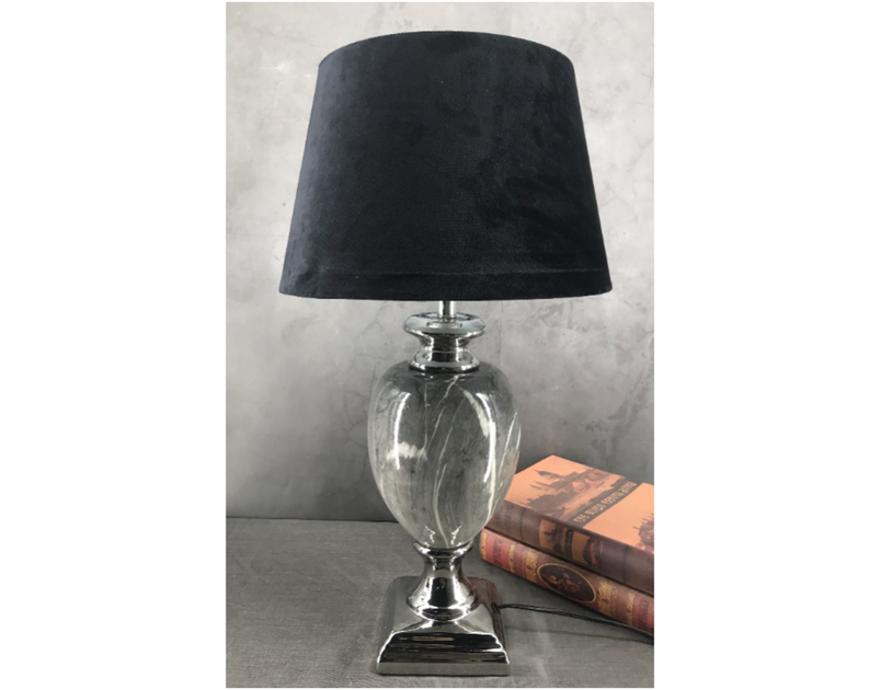 Large Grey Marble Lamp Black